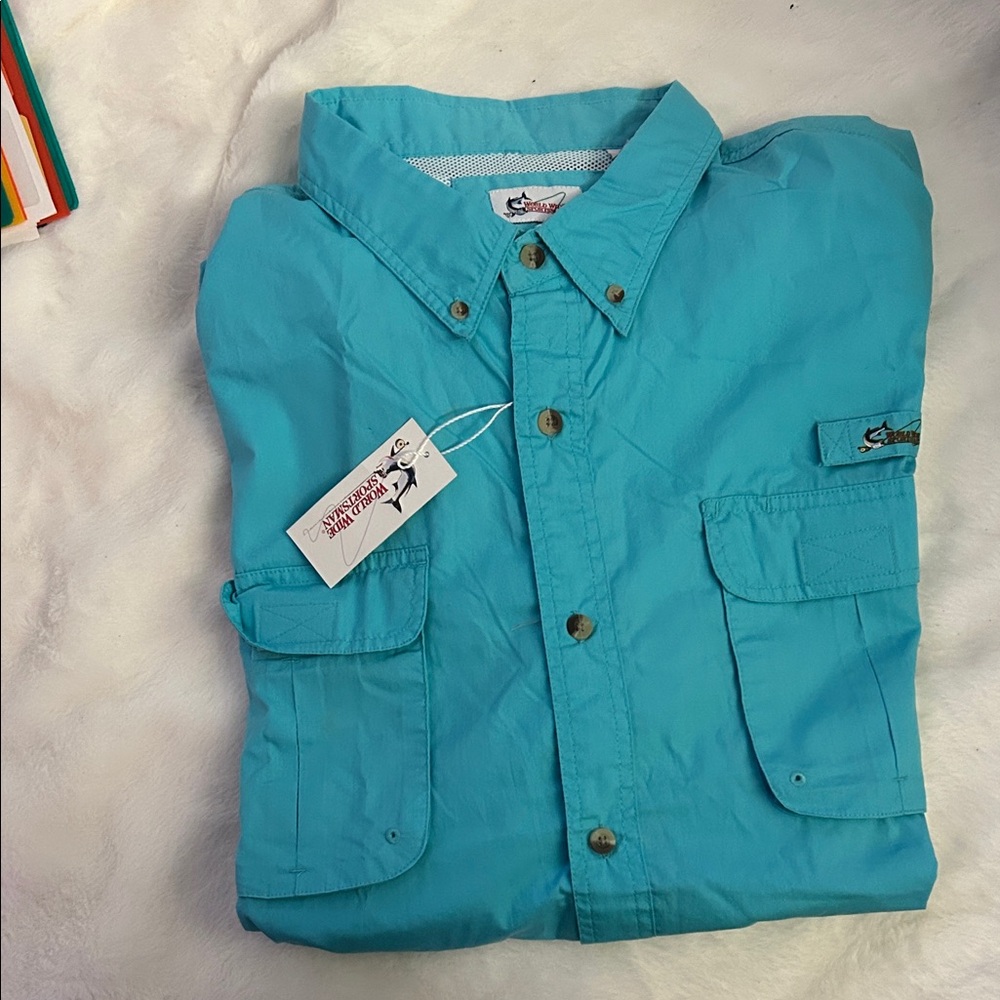 Salt Life Turquoise Short-Sleeve Angler Shirt